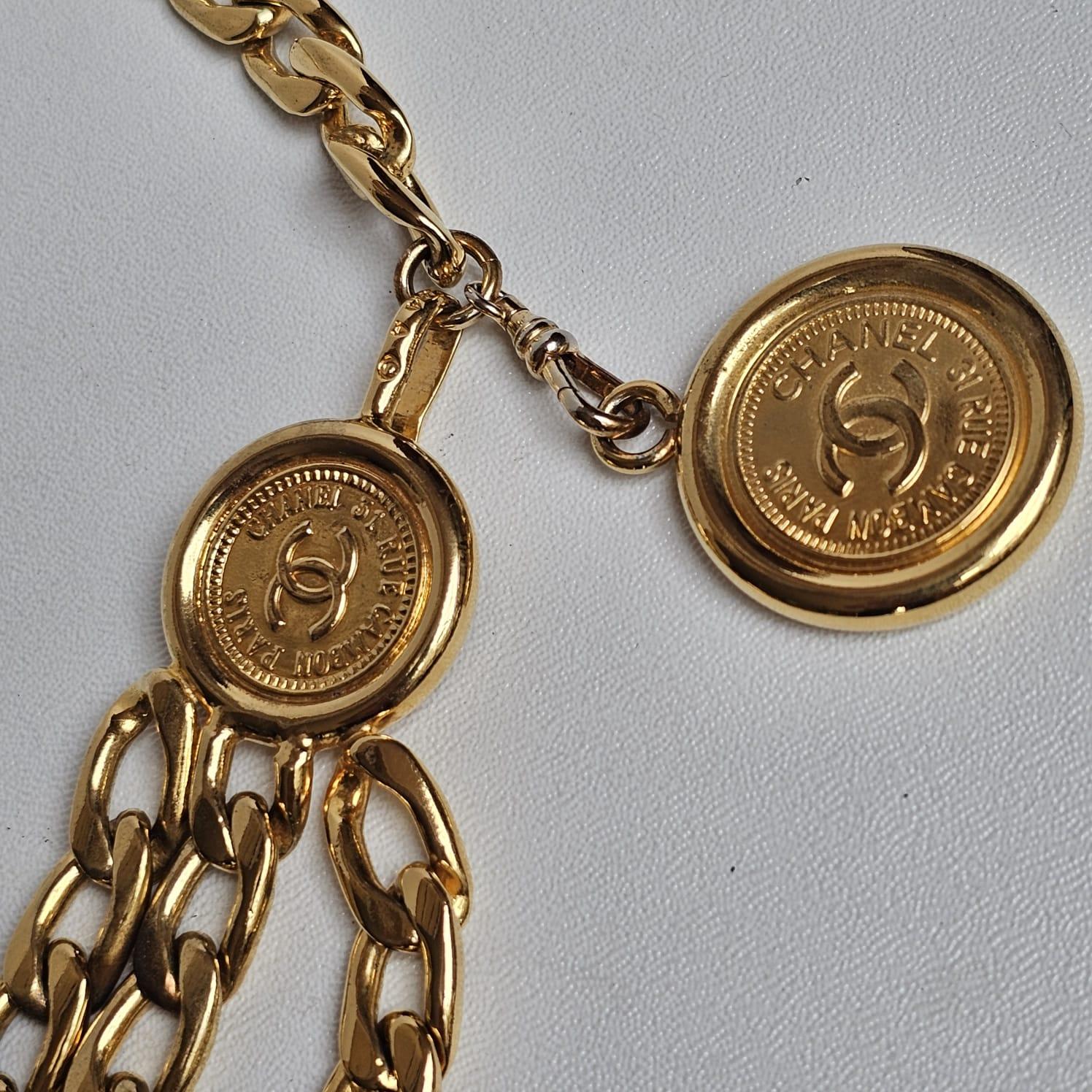 Women's Rare Vintage Chanel Gold Layered Medallion Chain Belt