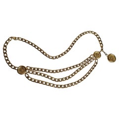 Rare Vintage Chanel Gold Layered Medallion Chain Belt