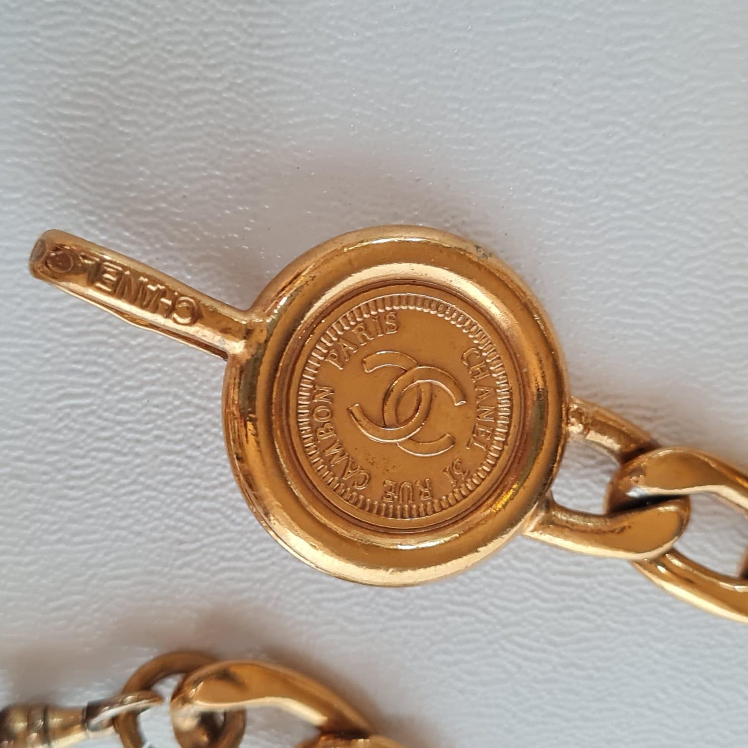 Women's Rare Vintage Chanel Gold Medallion Coin Chain Waist Belt