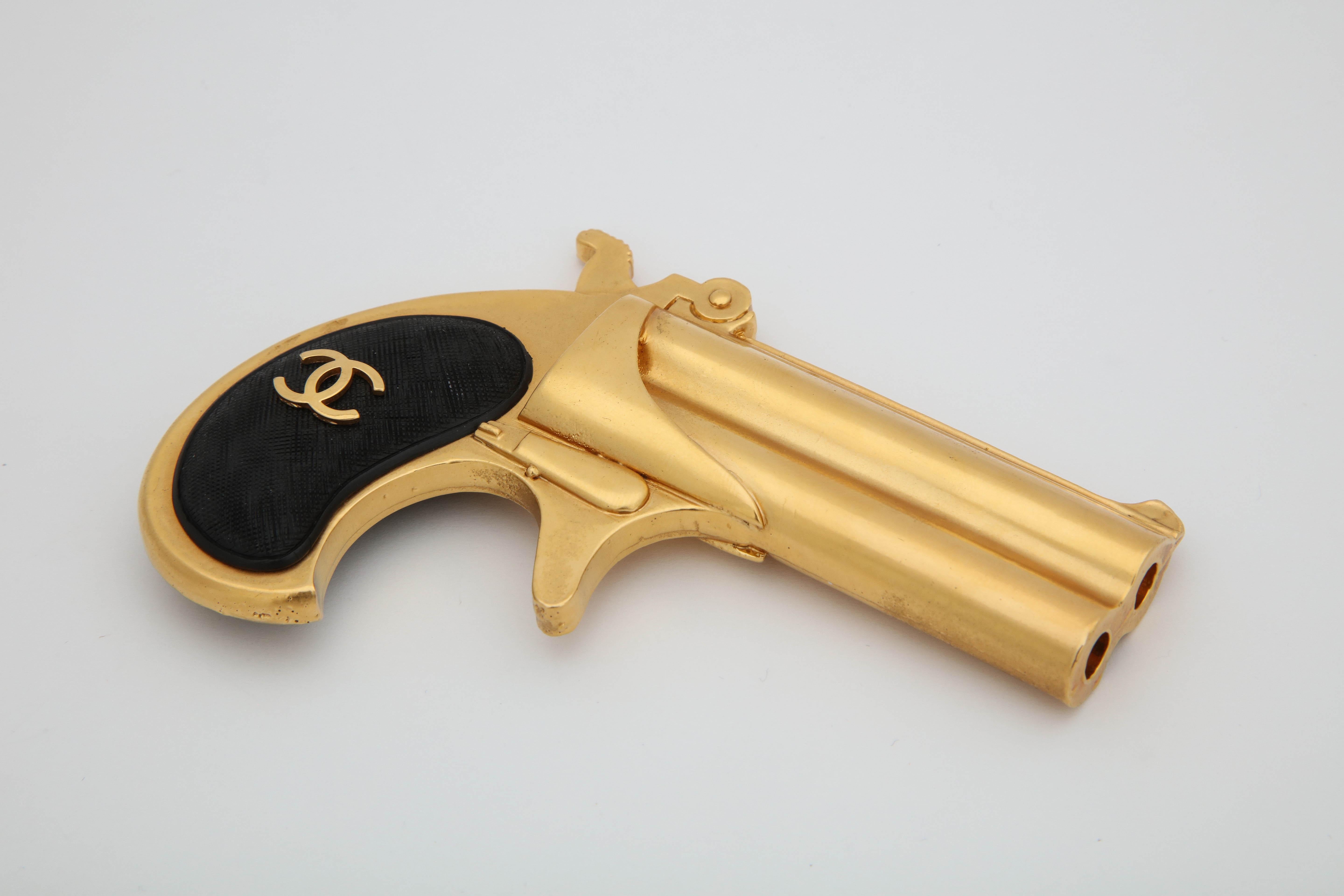Rare Vintage Chanel Gun Motif Leather Belt 3