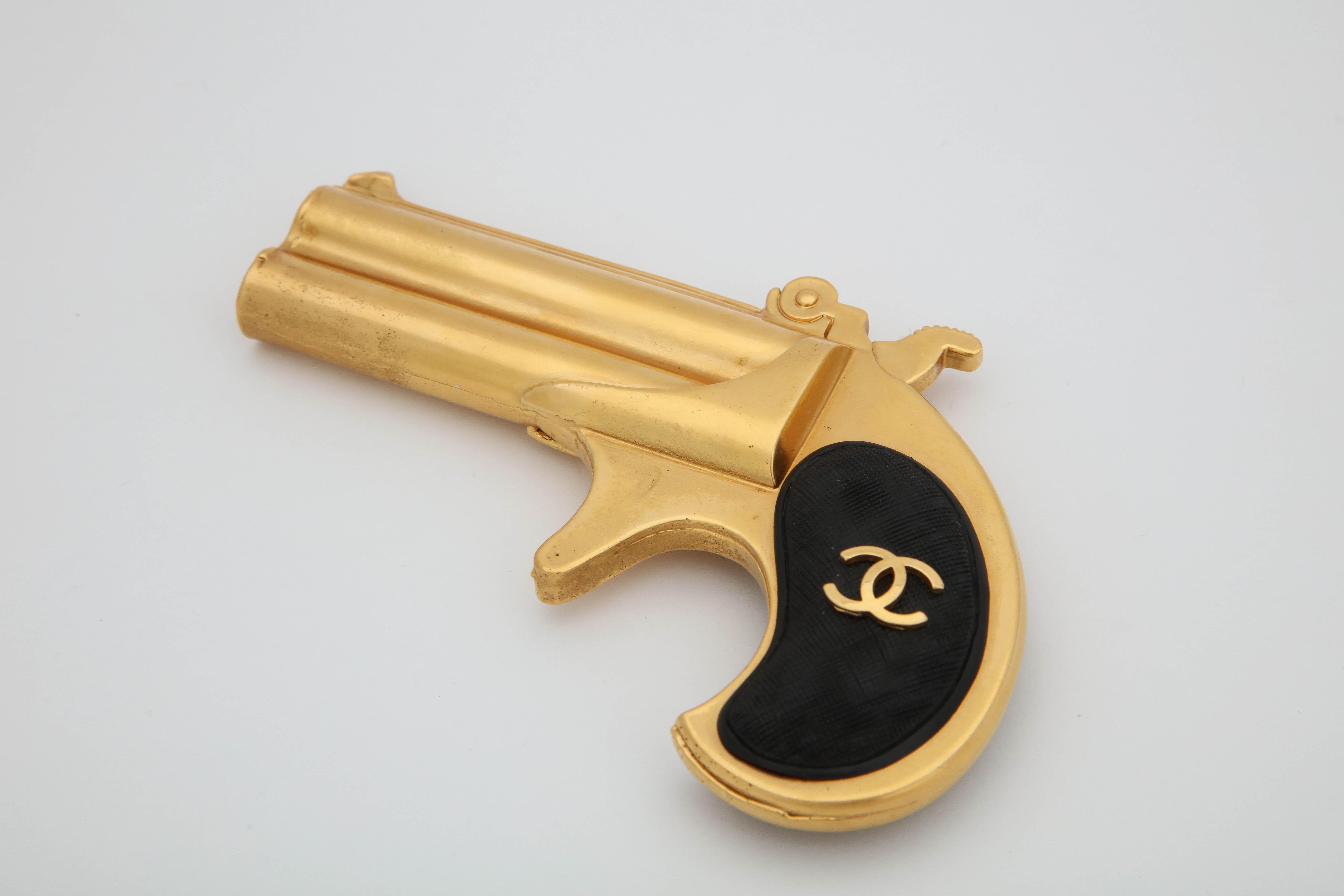 Rare Vintage Chanel Gun Motif Leather Belt 4