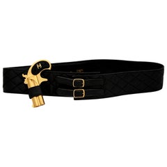 Rare Vintage Chanel Gun Motif Leather Belt