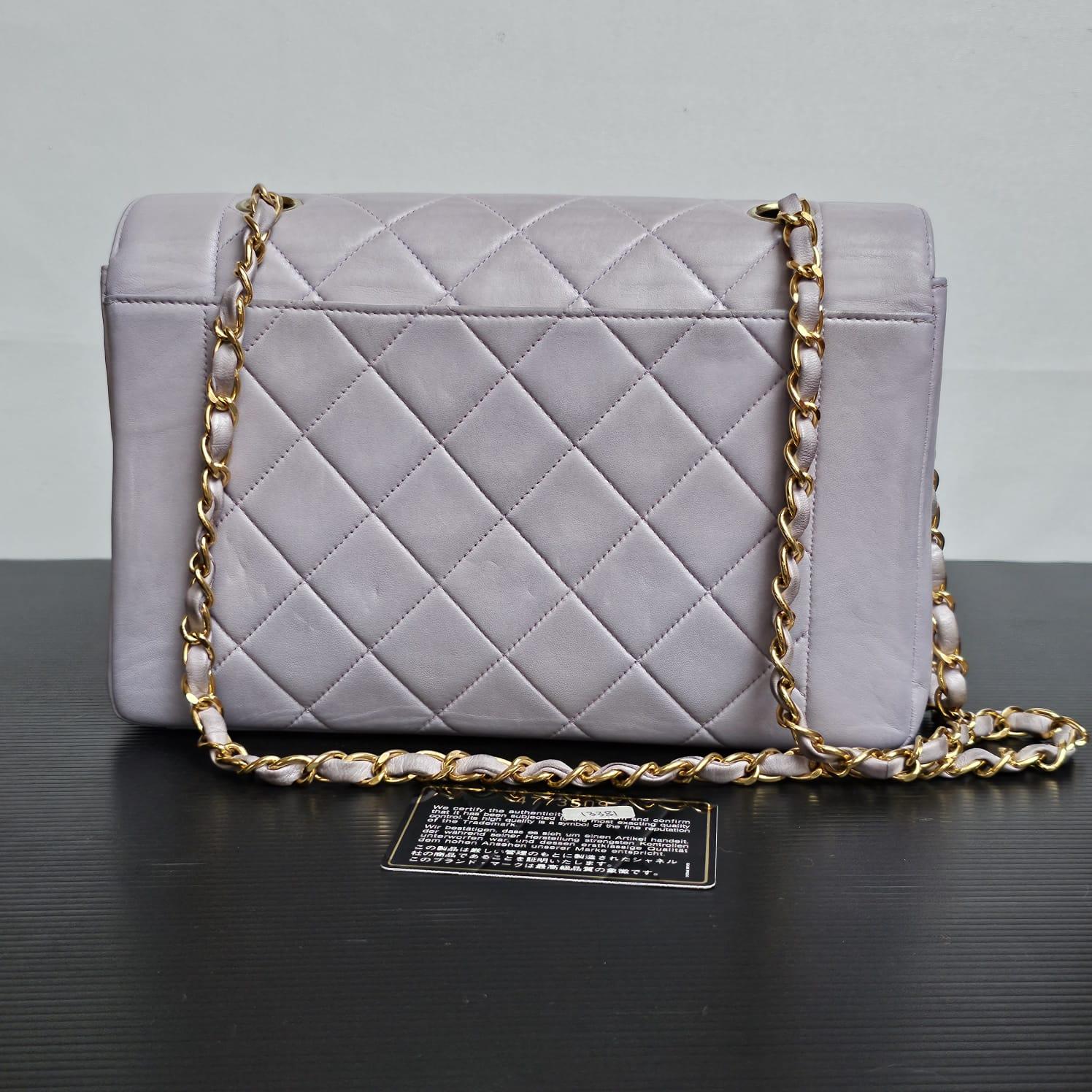 Rare Vintage Chanel Medium Lilac Lambskin Quilted Diana Flap Bag 1