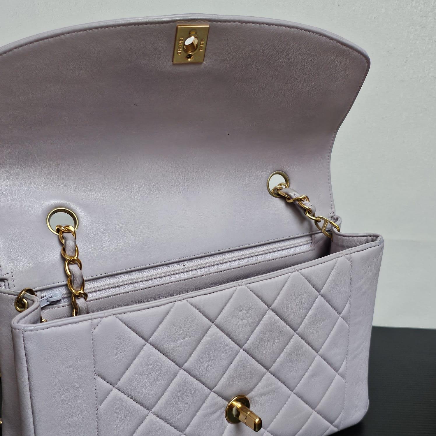 Rare Vintage Chanel Medium Lilac Lambskin Quilted Diana Flap Bag 5