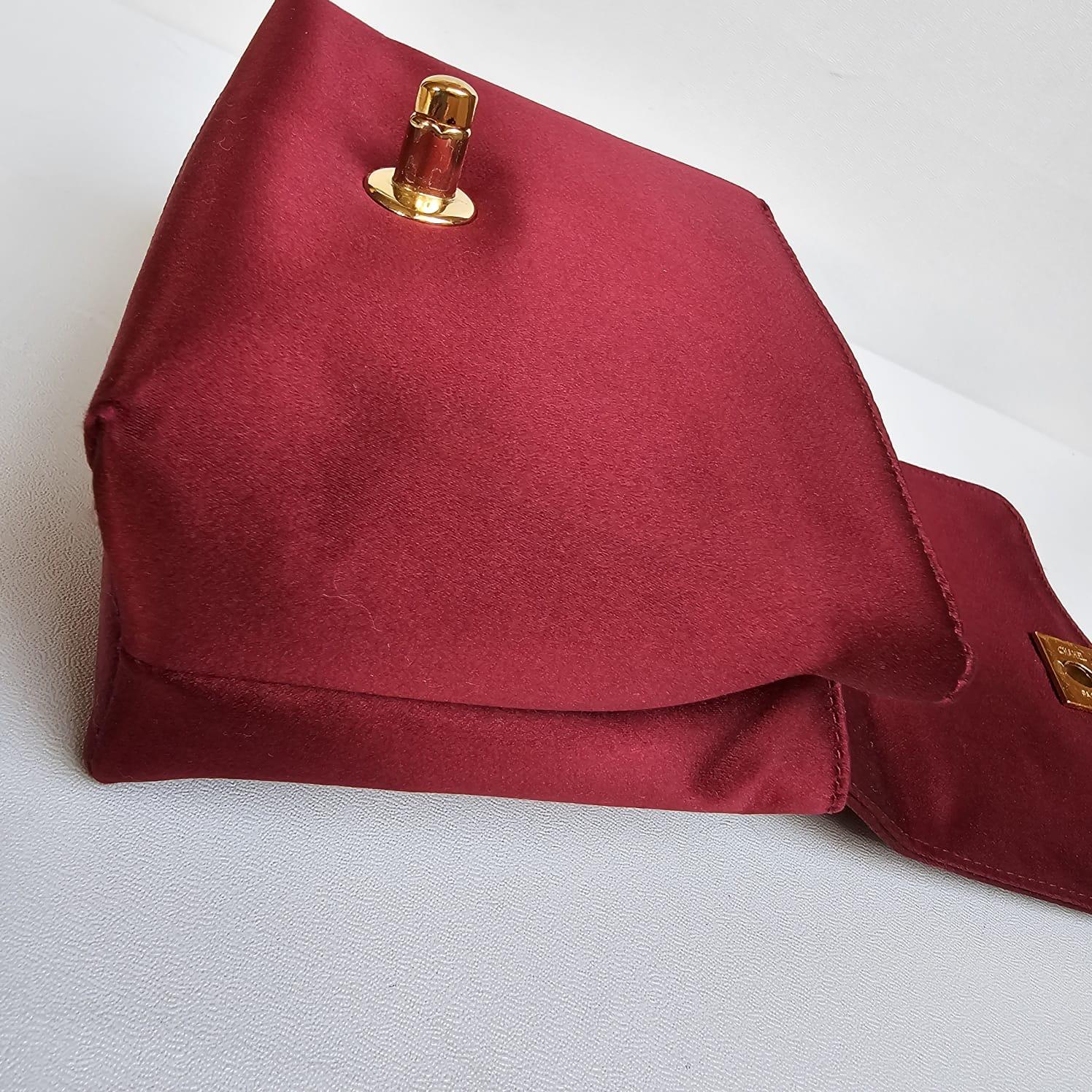Rare Vintage Chanel Mini Maroon Silk Wriset Evening Bag For Sale 5