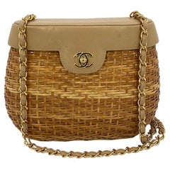 RARE VINTAGE Chanel Wicker Basket Bag