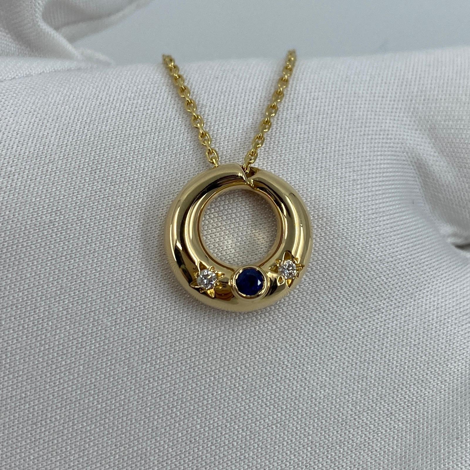 Rare Vintage Chaumet Anneau 18k Yellow Gold Sapphire & Diamond Pendant Necklace 7