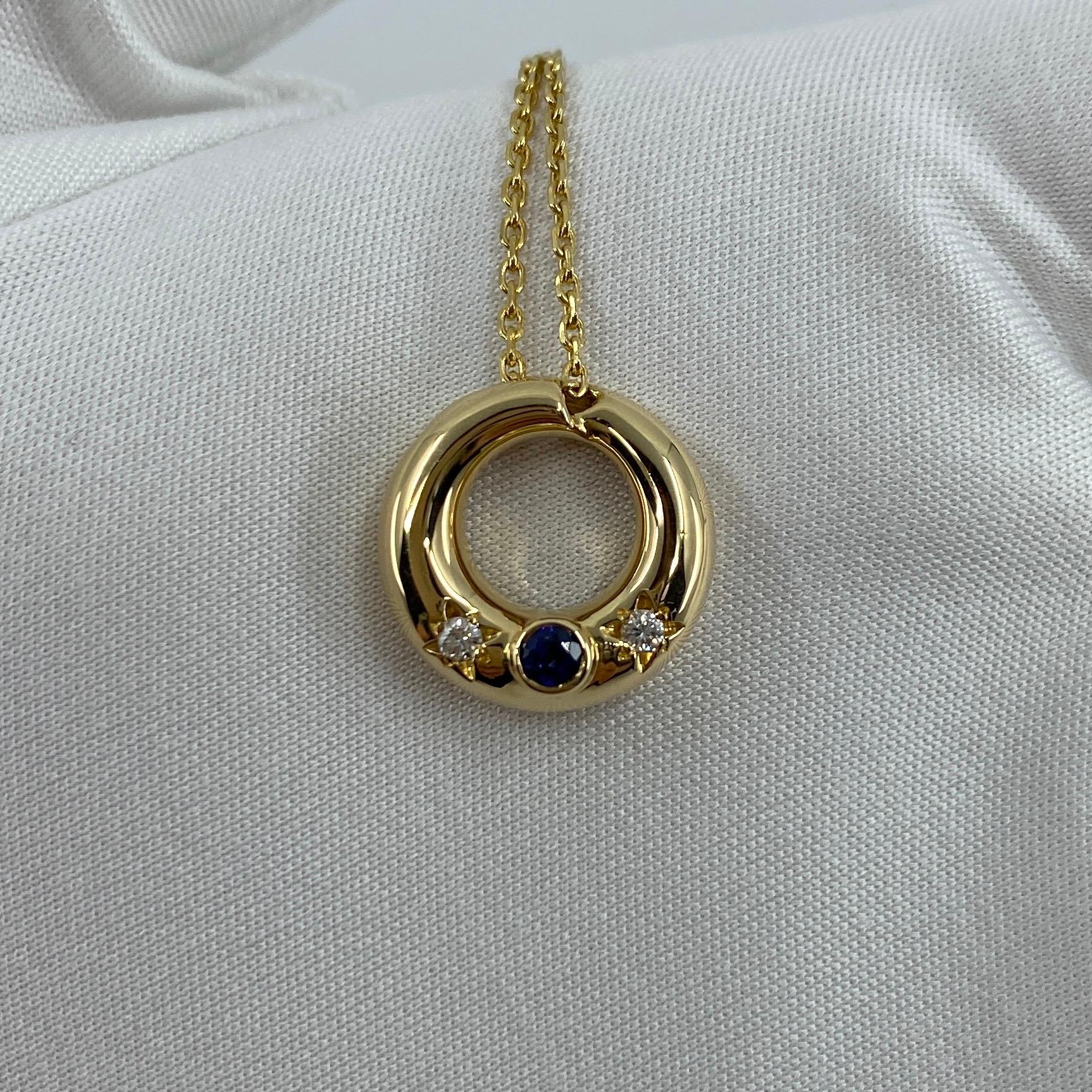 Rare Vintage Chaumet Anneau 18k Yellow Gold Sapphire & Diamond Pendant Necklace 8