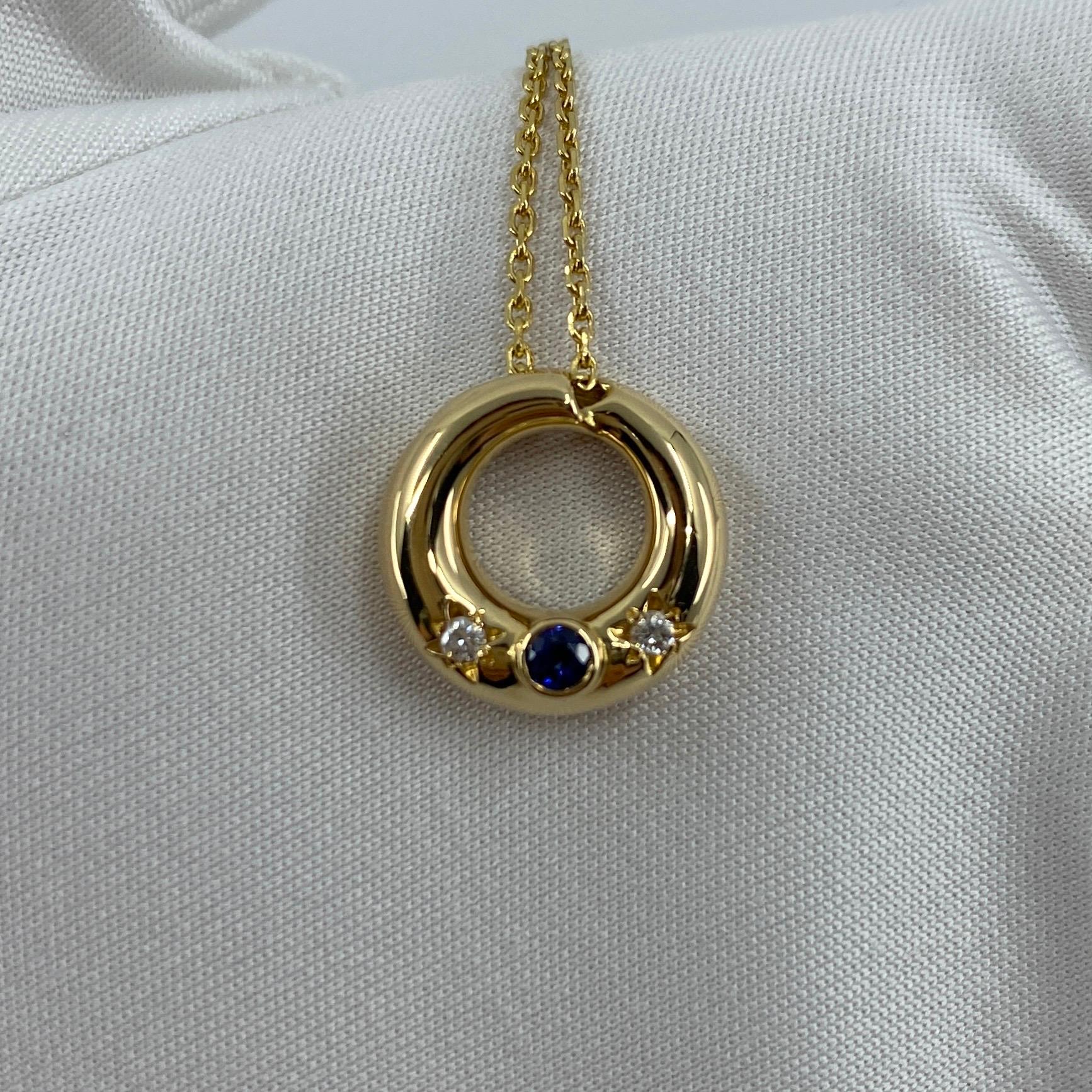Rare Vintage Chaumet Anneau 18k Yellow Gold Sapphire & Diamond Pendant Necklace 1