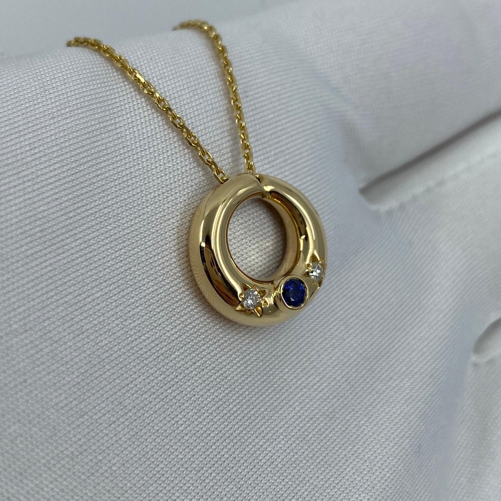 Rare Vintage Chaumet Anneau 18k Yellow Gold Sapphire & Diamond Pendant Necklace 2