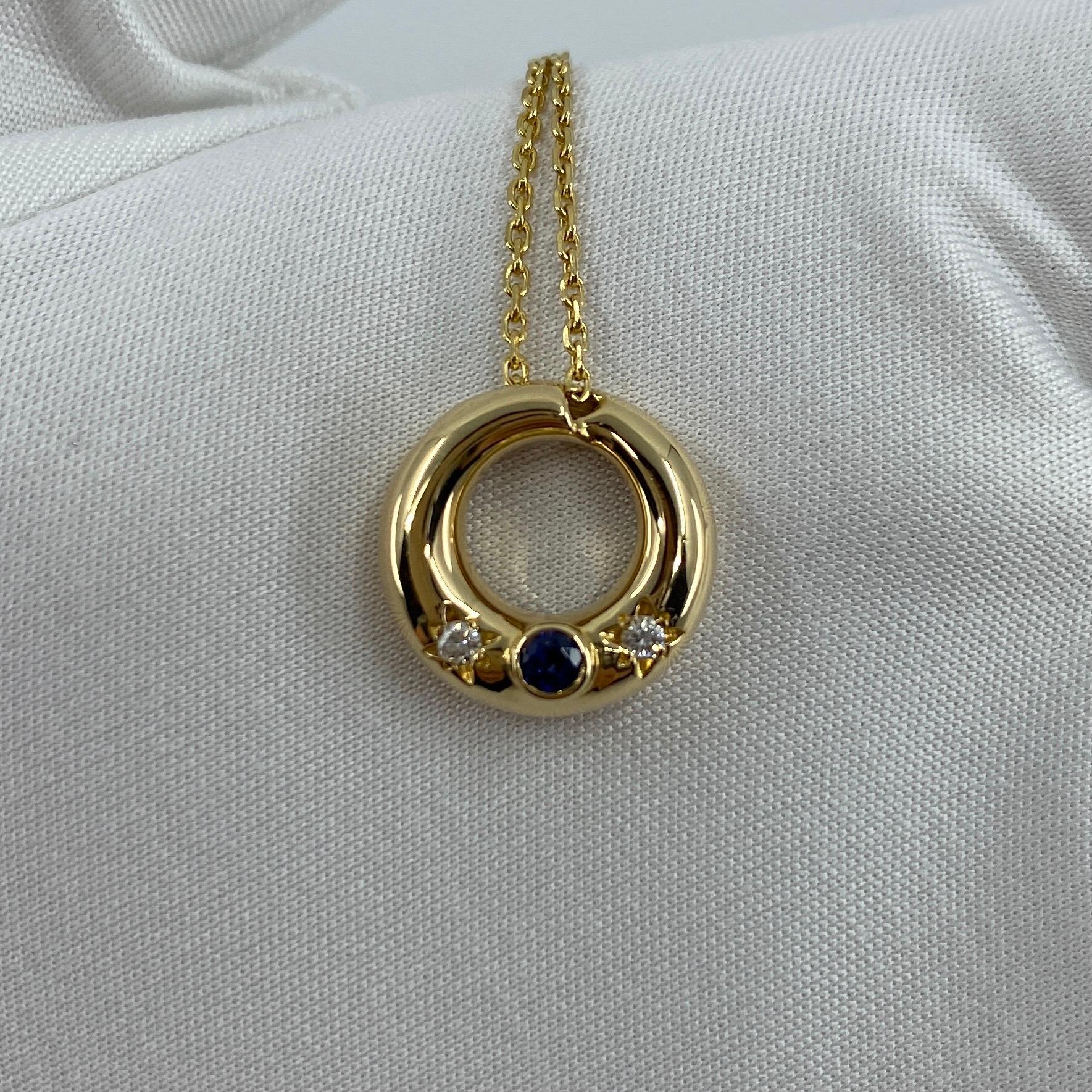 Rare Vintage Chaumet Anneau 18k Yellow Gold Sapphire & Diamond Pendant Necklace 3