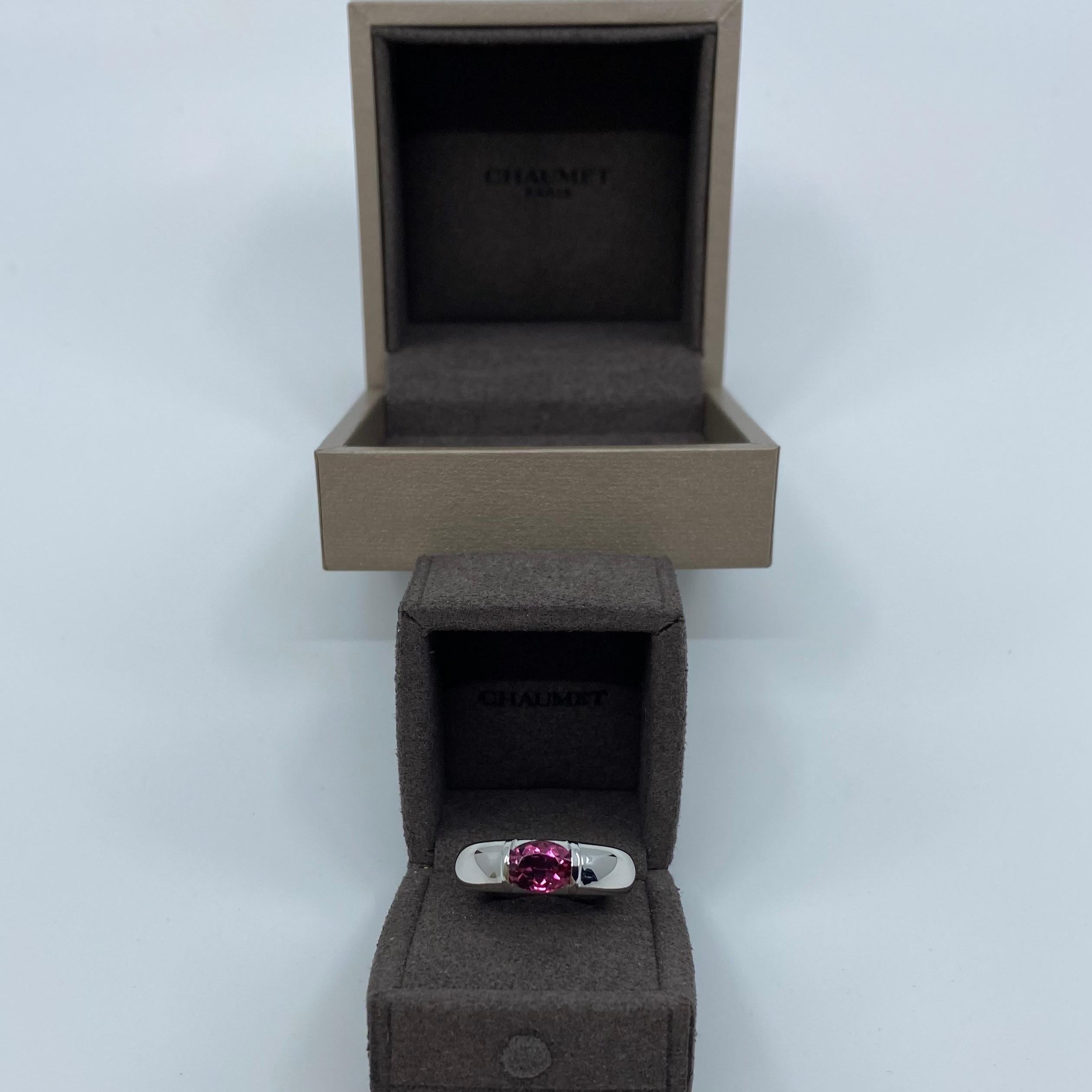 Rare Vintage Chaumet Paris Pink Tourmaline 18K White Gold Ring

Stunning 1.20 Carat fine pink tourmaline with an excellent oval cut and clarity. Fine jewellery houses like Chaumet only use the fines gemstones in their jewellery, this stone is no