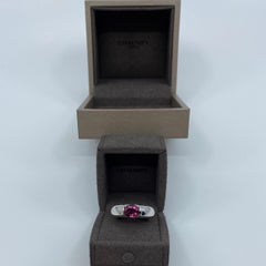 Rare Vintage Chaumet Paris Pink Tourmaline 18k White Gold Ring & Chaumet Box