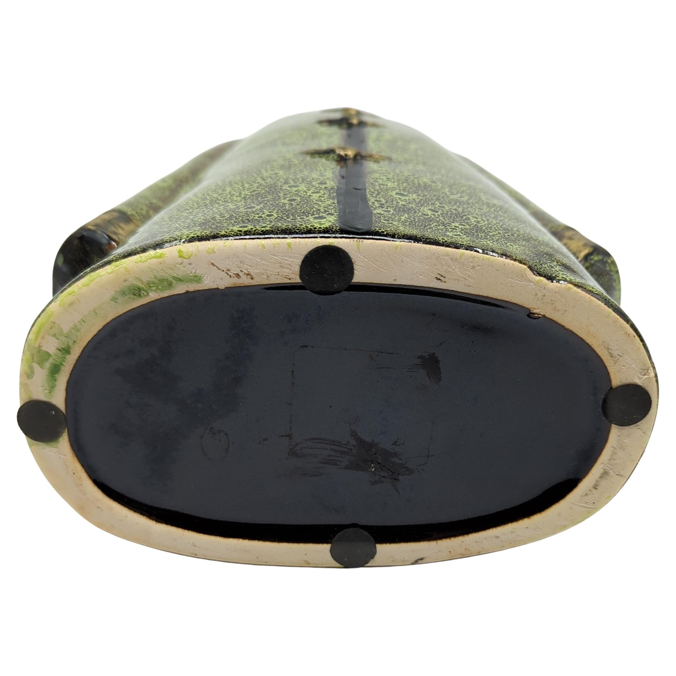 Raro jarrón vintage de porcelana china con manto mandarín moteado verde fondo dorado 20c en venta 5