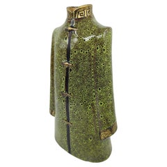 Rare Vintage Chinese Porcelain Mandarin Coat Vase Mottled Green Ground Gold 20c