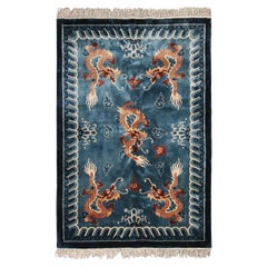 Rare Vintage Chinese Silk Rug Imperial Five-Paw Dragon 122×186cm 4×6 c.1920