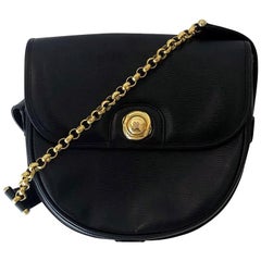 RARE Vintage Chloe Black Epi Leather Gold Chain Crossbody Bag