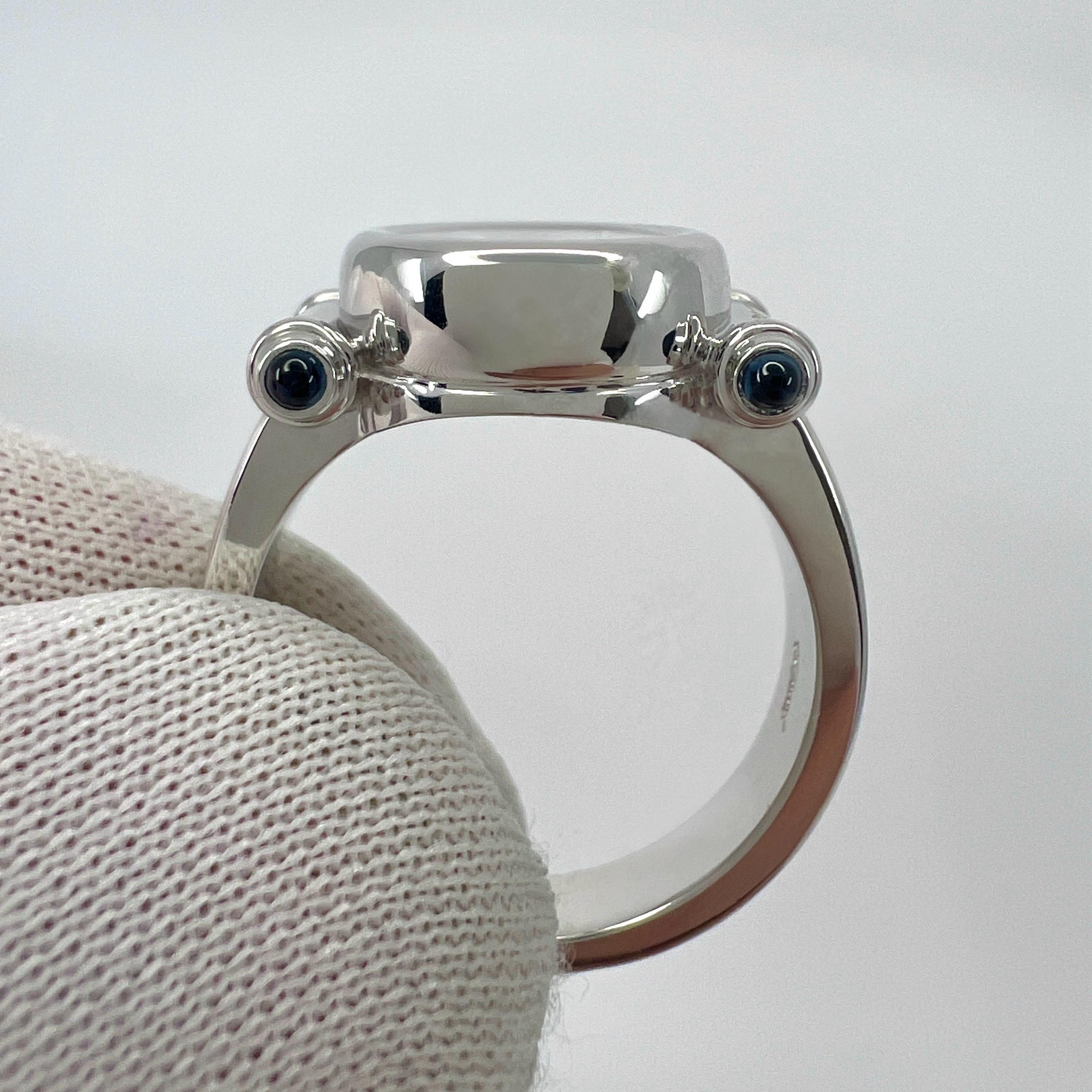 Seltener Vintage Chopard Happy Diamonds Ring aus 18 Karat Weißgold mit blauem Saphir und Diamant im Angebot 3