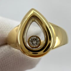 Seltener Vintage Chopard Happy Diamonds Birnenförmiger 18k Gelbgold Ring mit Schachtel