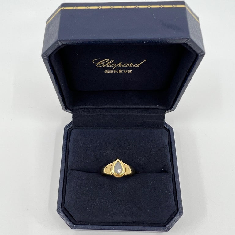 Rare Vintage Chopard Happy Diamonds Pear Shape 18k Yellow Gold Ring ...