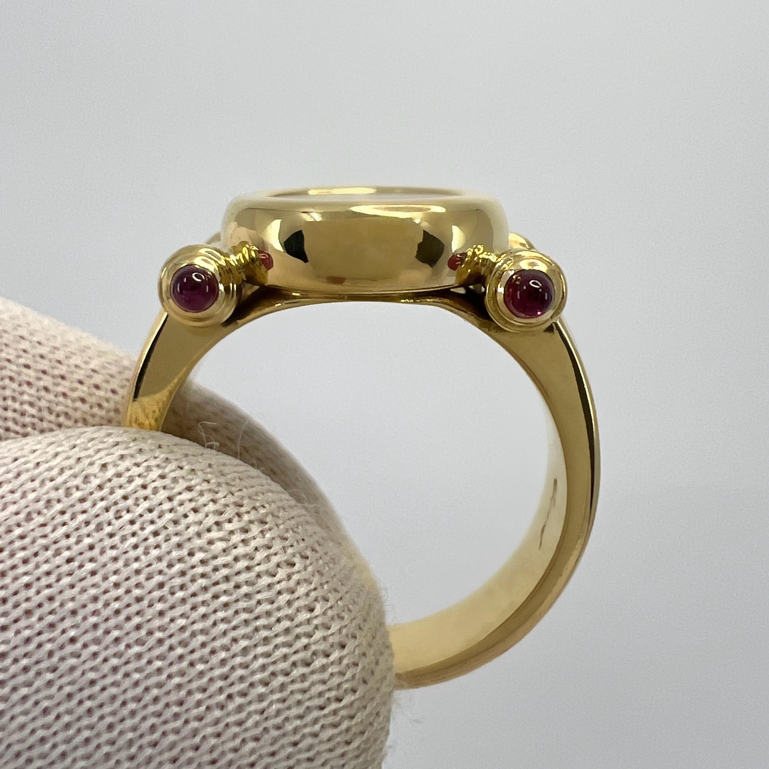 Seltener Vintage Chopard Happy Diamonds Diamanten Rubin & Diamant 18k Gelbgold Ring mit Schachtel 1