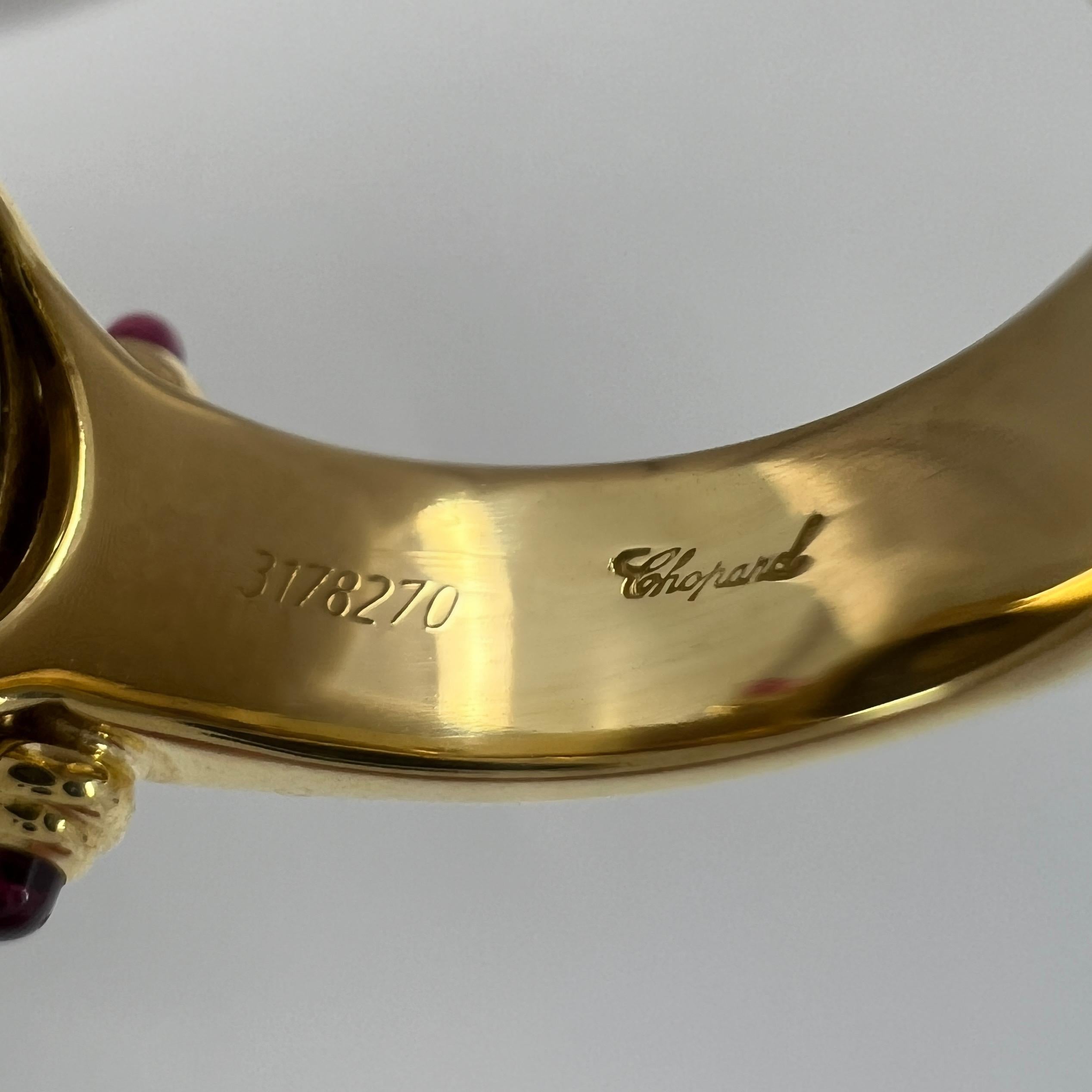 Seltener Vintage Chopard Happy Diamonds Diamanten Rubin & Diamant 18k Gelbgold Ring mit Schachtel 3