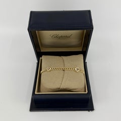 Rare Vintage Chopard Love Heart Happy Diamonds Curb Bracelet 18k Yellow Gold