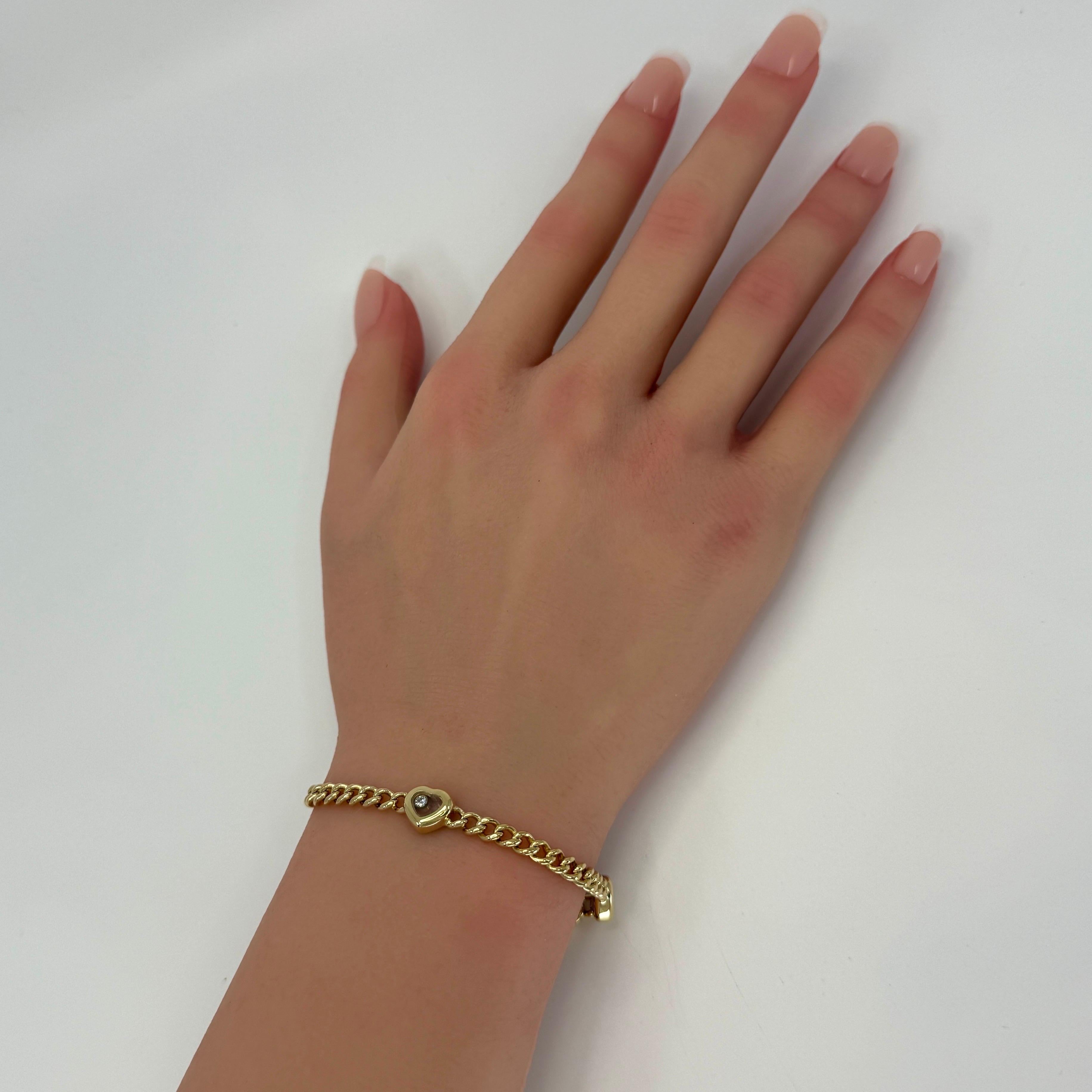 Seltenes Vintage Chopard Love Heart Happy Diamonds Curb-Armband 18k Gelbgold im Zustand „Hervorragend“ im Angebot in Birmingham, GB