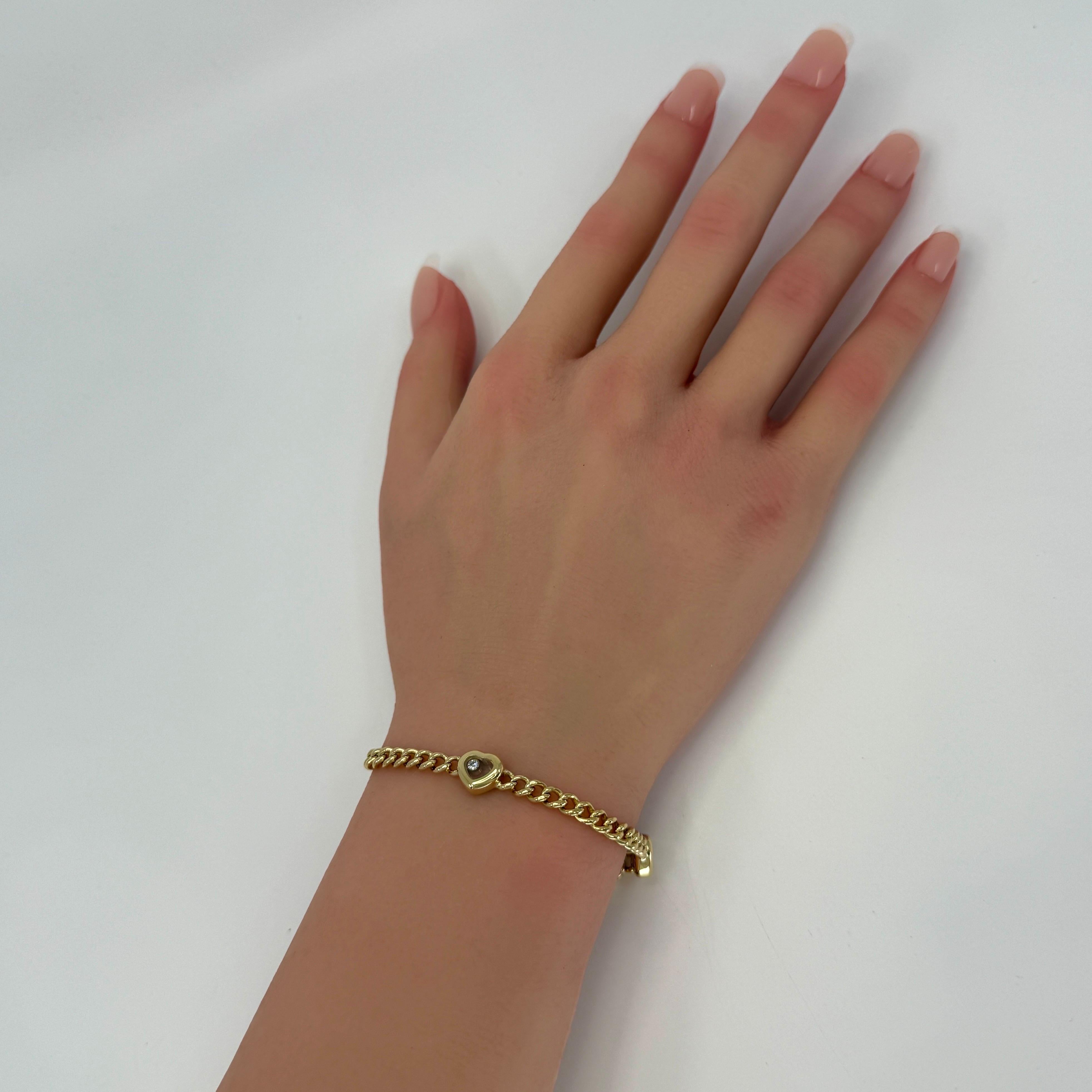 Seltenes Vintage Chopard Love Heart Happy Diamonds Curb-Armband 18k Gelbgold im Angebot 2