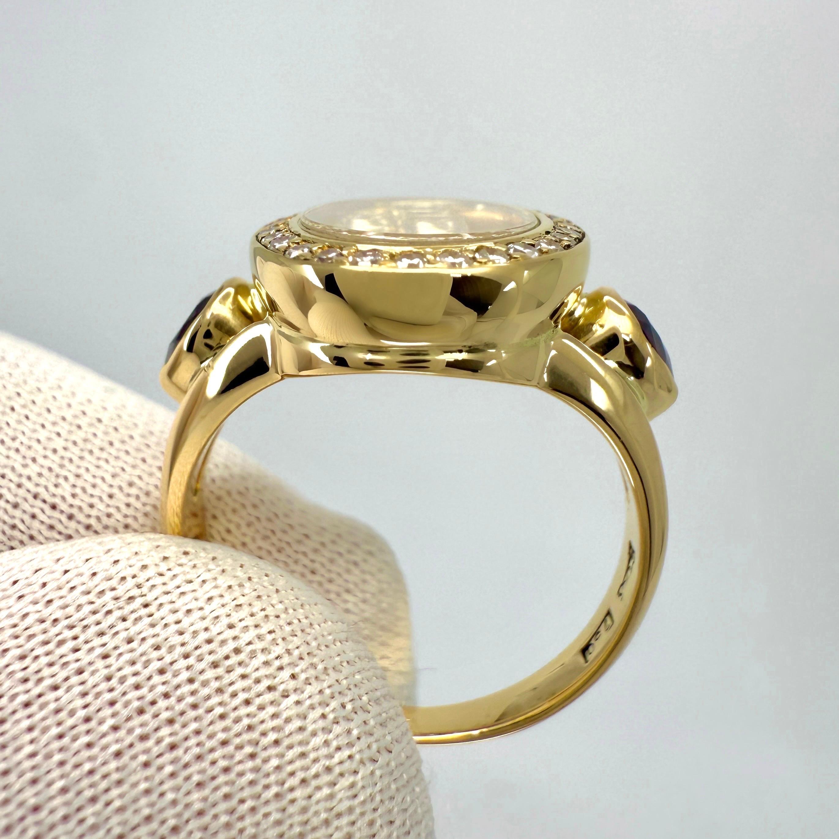 Raro anello d'epoca Chopard Oval Happy Diamonds con rubino e diamanti in oro giallo 18 ct. in vendita 2