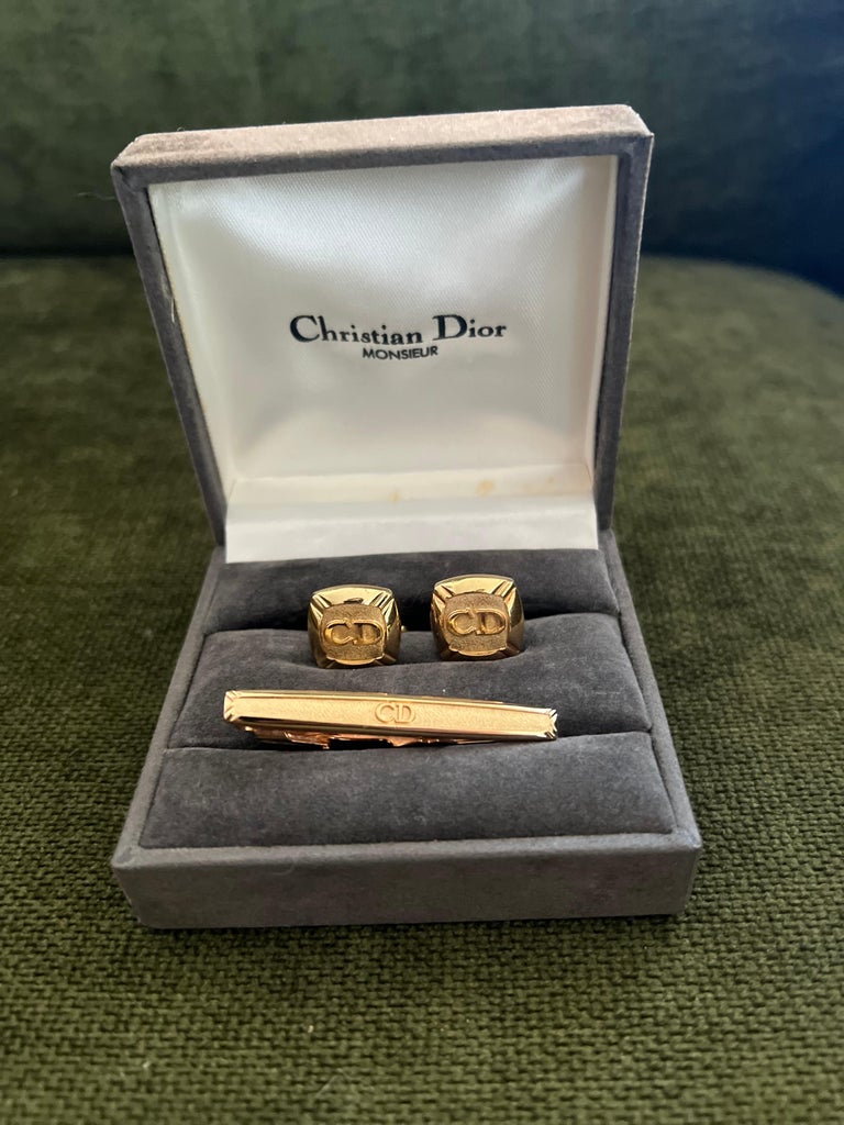 Rare Vintage Christian Dior Gold Plate Cufflinks Circa 1990 In