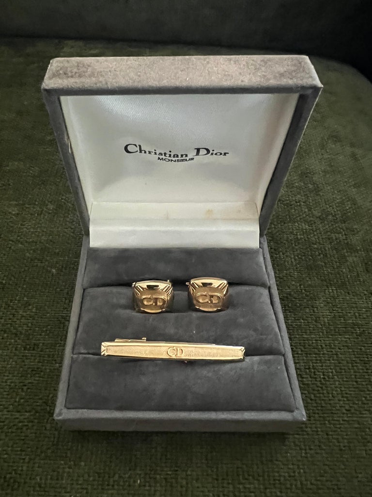 Rare Vintage Christian Dior Gold Plate Cufflinks Circa 1990 In