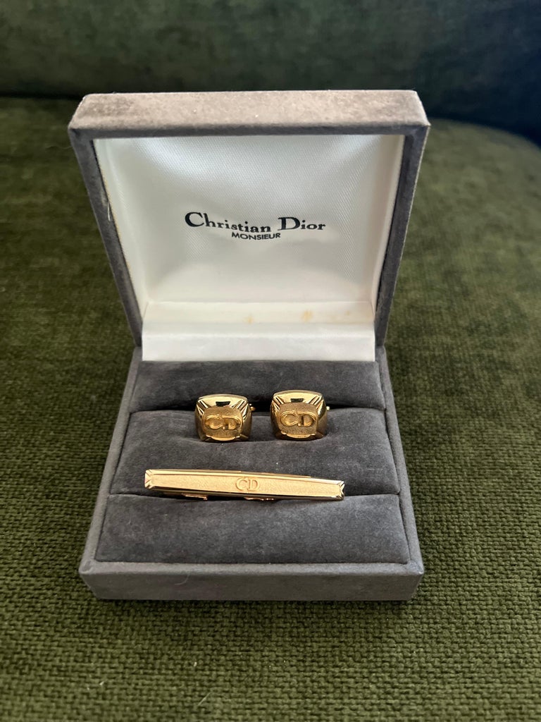Rare Vintage Christian Dior Gold Plate Cufflinks Circa 1990 In