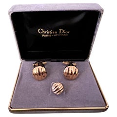 Rare Vintage Christian Dior Gold Plate Cufflinks Circa Vintage 1990 In Original Case