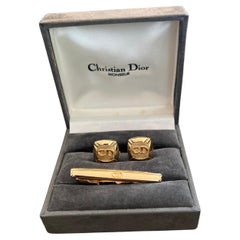 Rare Vintage Christian Dior Gold Plate Cufflinks Circa Vintage 1990 In Original Case