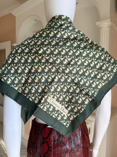 Rare Vintage Christian Dior Silk Scarf, Signature Monogram, Logo Print, Galliano