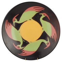 Rare Vintage Chulucanas Pottery Platter with Birds Decor Peru