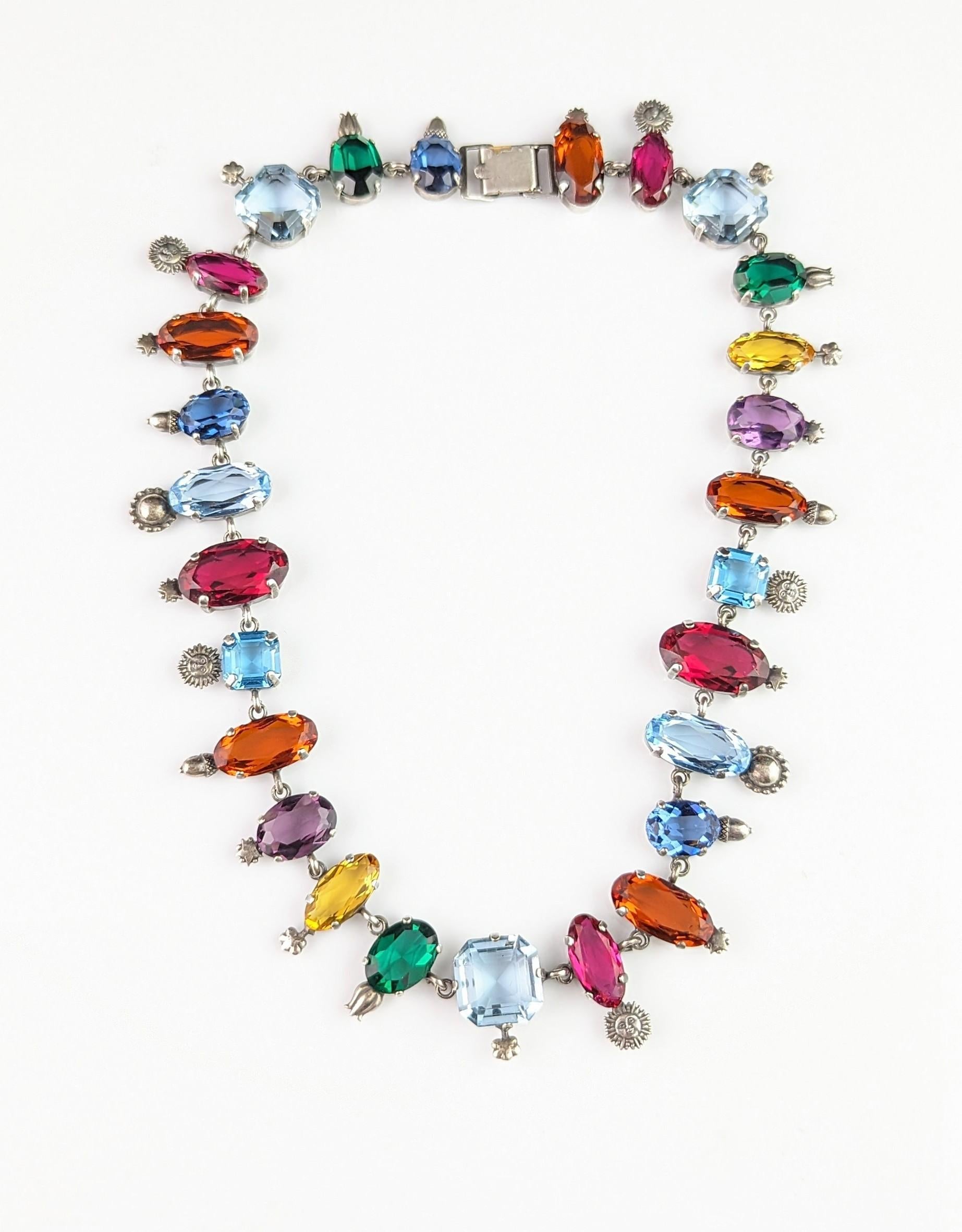 Seltene farbige Vintage-Halskette mit Paste-Kragen, symbolisch, viktorianischer Stil  im Angebot 7