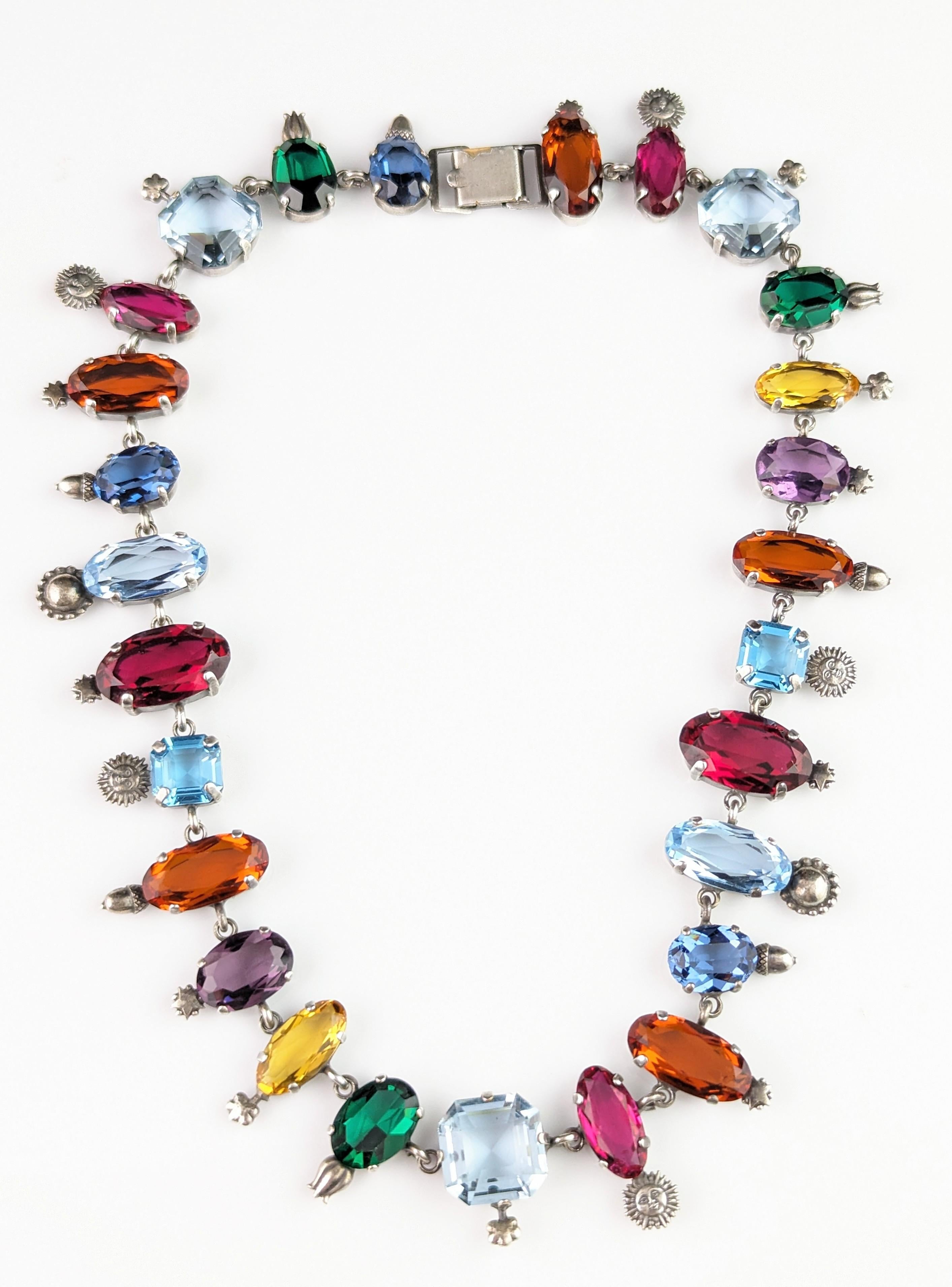 Seltene farbige Vintage-Halskette mit Paste-Kragen, symbolisch, viktorianischer Stil  im Angebot 9