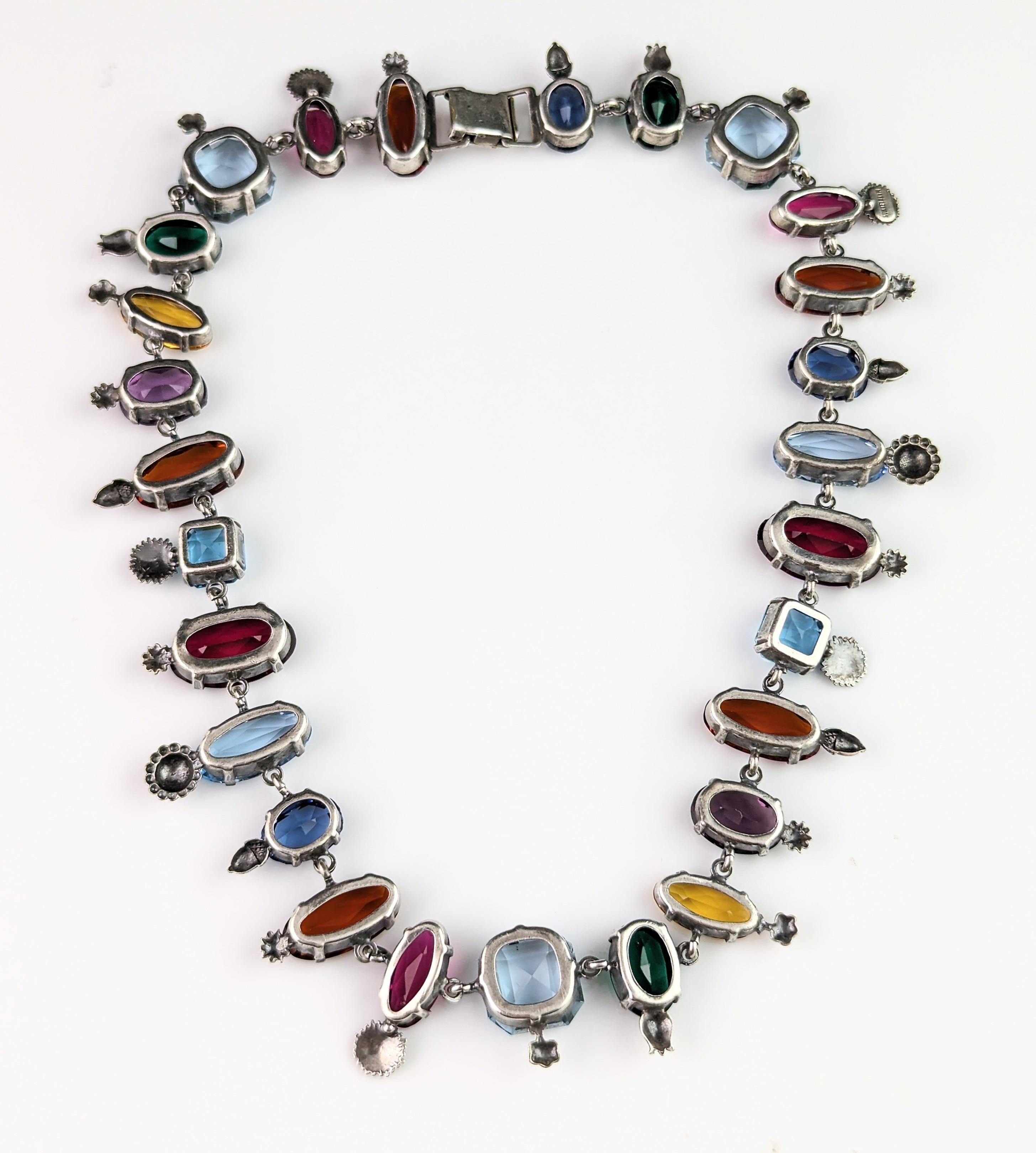 Seltene farbige Vintage-Halskette mit Paste-Kragen, symbolisch, viktorianischer Stil  im Angebot 12