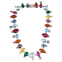 Rare Retro coloured paste collar necklace, symbolic, Victorian style 