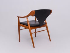 Rare Vintage Danish Chair in Faux Leather and Solid Teak, 1960s