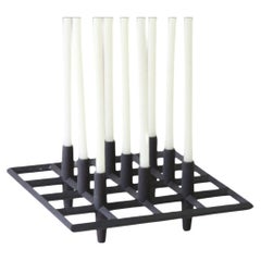 Raro candelabro vintage danés moderno Jens Quistgaard JHQ de hierro TRIVET de 8 luces