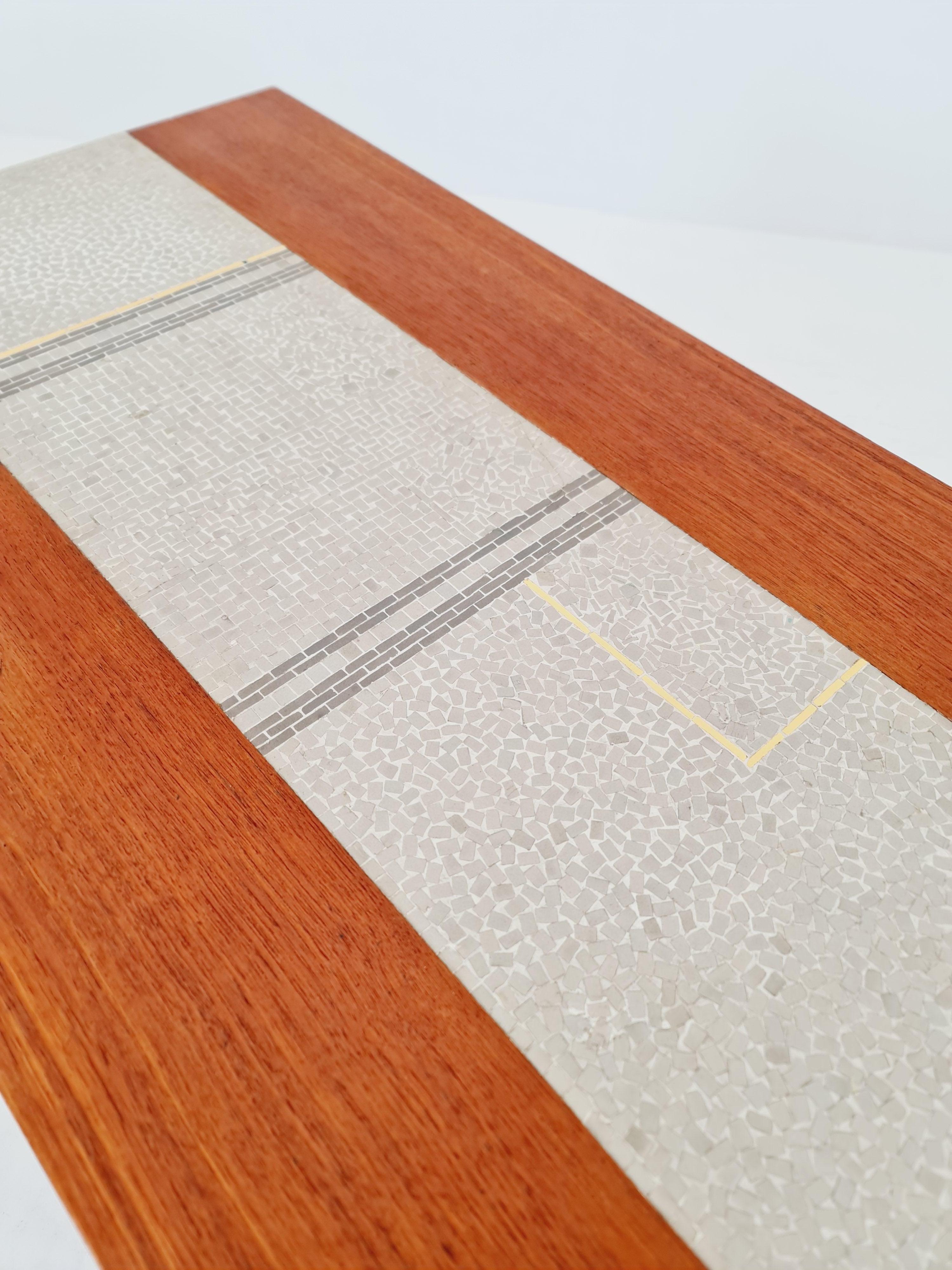 Rare table basse danoise en mosaïque de teck des années 60 Bon état - En vente à Gaggenau, DE