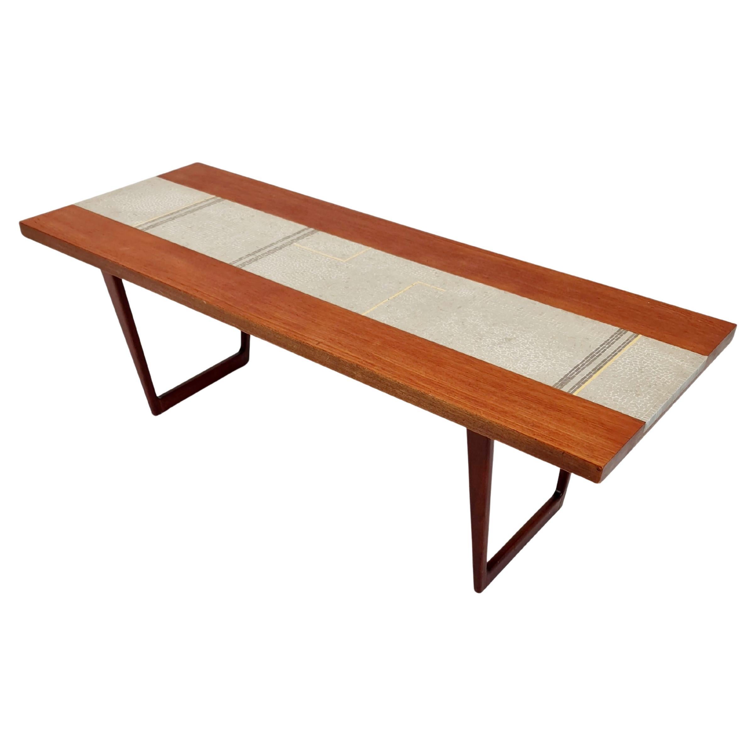 Seltener dänischer Teak-Mosaik-Couchtisch aus den 60er Jahren