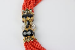 Rare Vintage David Webb Coral and Enamel Torsade Necklace