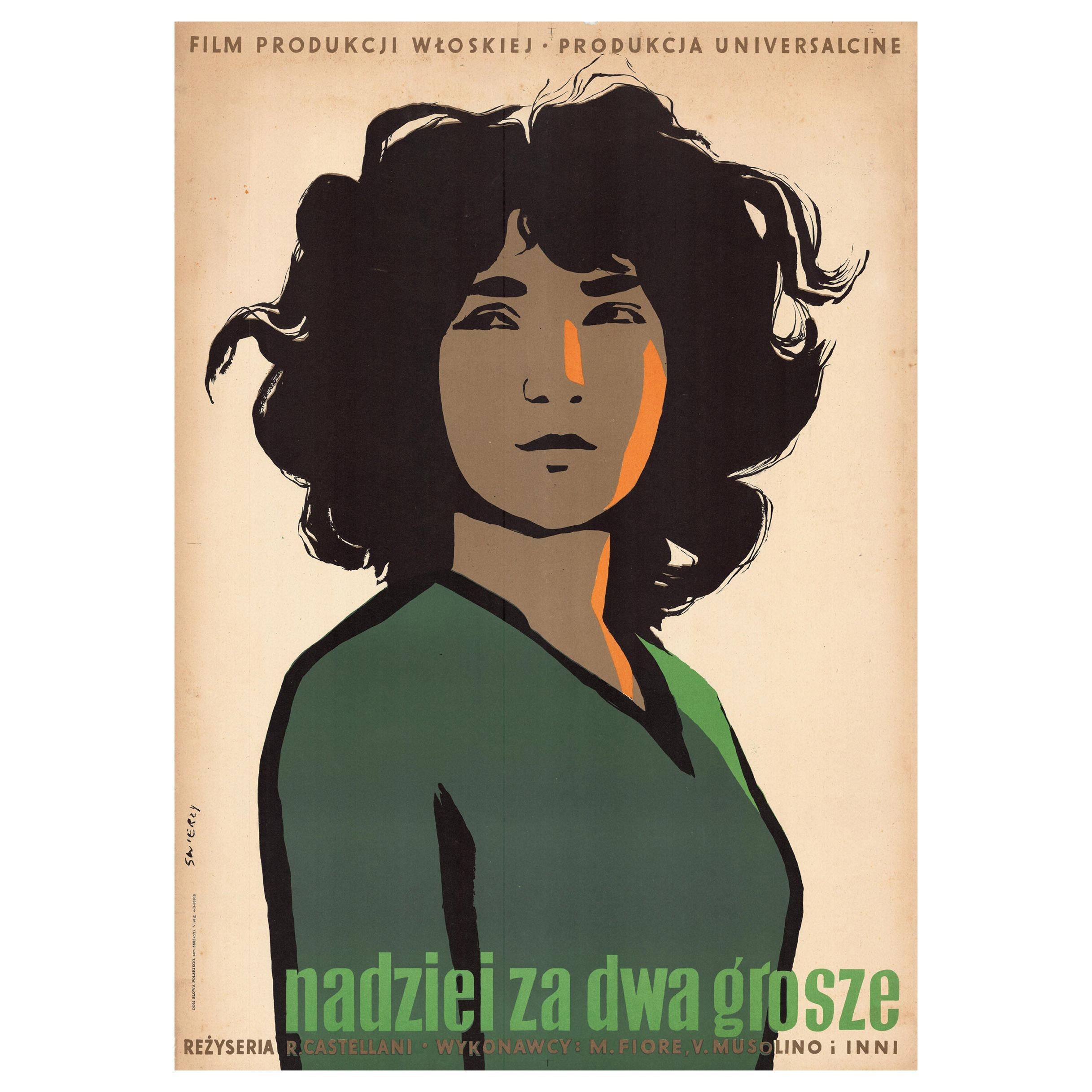 Rare Vintage Due soldi di Speranza Polish Poster by Waldemar Swierzy, 1953 For Sale