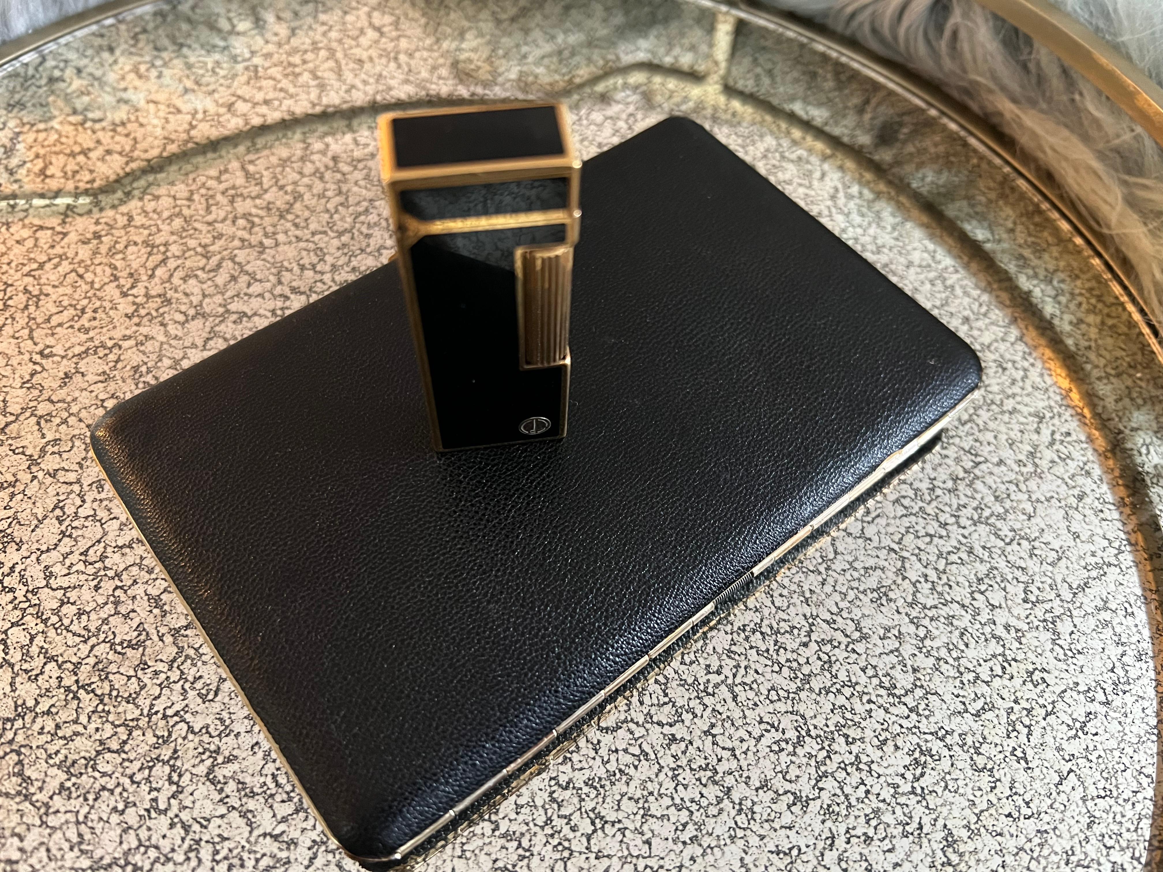 Art Deco Rare Vintage Dunhill Cigarette Lather and Swiss Lighter Gift Set