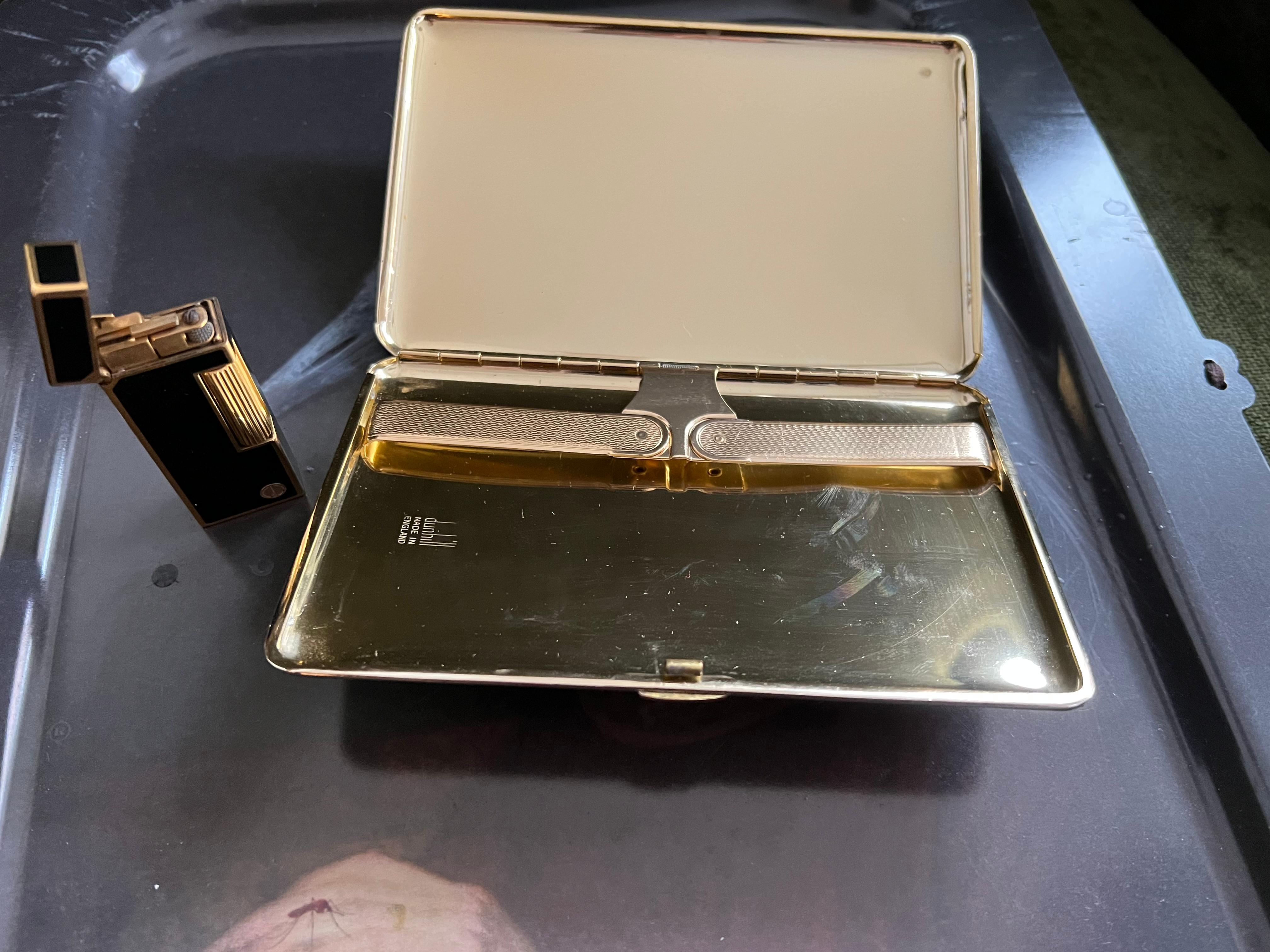 Rare Vintage Dunhill Cigarette Lather case & Swiss Lighter Gift Set 4