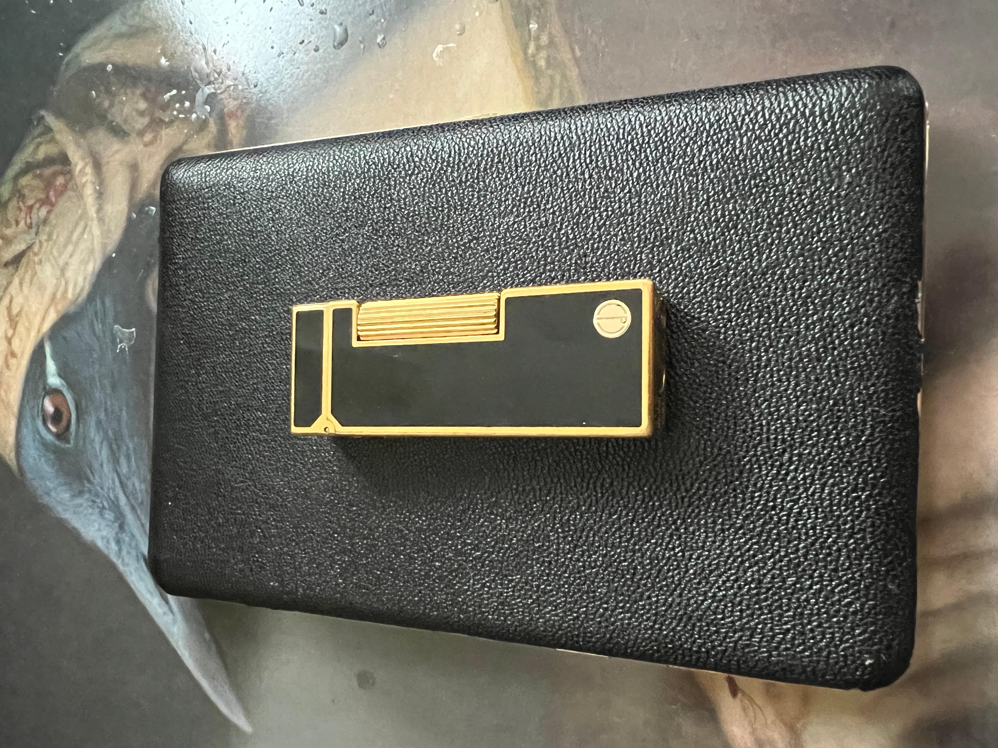 Rare Vintage Dunhill Cigarette Lather case & Swiss Lighter Gift Set 5